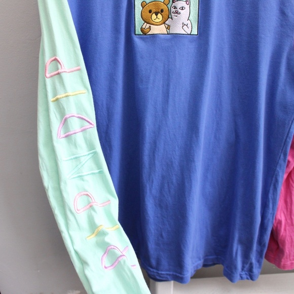 Teddy Fresh x Rip N Dip Colorblock Embroidered Long Sleeve T-Shirt Size Large - Picture 4 of 8